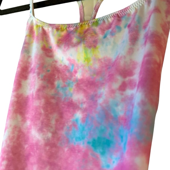 Solid and striped x redone tie dye one piece 80s style bathing suit - Picture 8 of 8